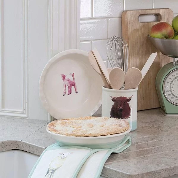 Форма для выпечки Apple Farm 26x5 см, керамика, цвет белый, Kitchen Craft, Великобритания, AFPIE26 - изобр. 8