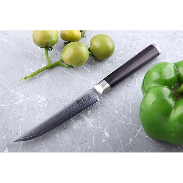 Нож кухонный для стейка Shun Classic длина лезвия 12,5 см, сталь VG-10 в обкладках из дамаска, Kai, Япония, DM-0711 - изобр. 8