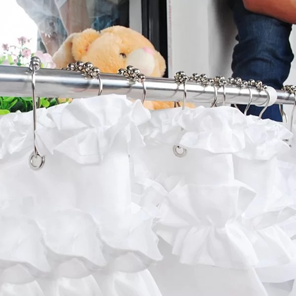 Шторка для ванной комнаты Ruffles,180х220 см, цвет белый, полиэстер, Carnation Home Fashions, США, RUF220W - изобр. 9