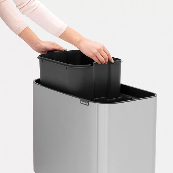 Мусорный бак 2 секции 11+23л, стальной матовый, Brabantia, 316227 - изобр. 12