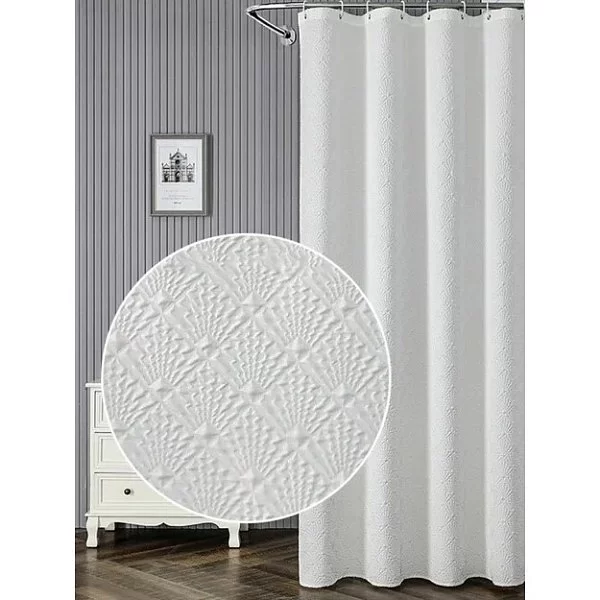 Шторка для ванной комнаты White Diamond 180х200 см, полиэстер, цвет белый, Carnation Home Fashions, SDD21 - изобр. 7