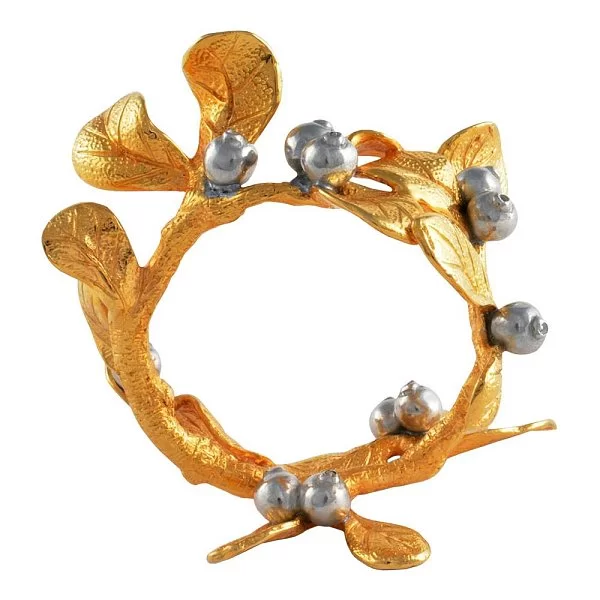 Оловянное кольцо для салфеток "Птичья трель. Перо", диаметр 8,3 см, цвет золотой, Vagabond House, США, VGB-X115WB-1 - изобр. 7