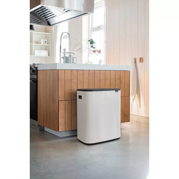 Мусорный бак 2-х секционный Touch Bin Bo объем 30 + 30 л, 54,5x31,2x65,6 см, нержавеющая сталь, цвет белый, Brabantia, Бельгия, 221408 - изобр. 10