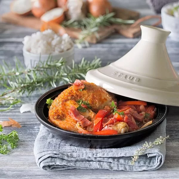 Тажин чугунный с керамическим куполом цвет кремовый, диаметр 28 см, Staub, Франция, 1302823 - изобр. 11