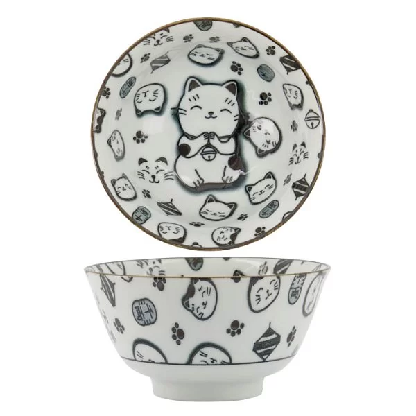 Пиала Kawaii 12 см, объем 400 мл, чёрный декор, фарфор, Tokyo Design, 16122 - изобр. 7