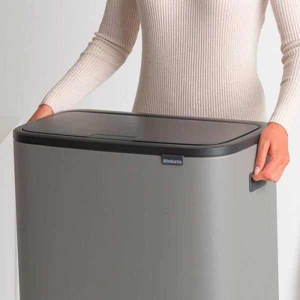 Мусорный бак 2-х секционный Touch Bin Bo объем 30 + 30 л, 54,5x31,2x65,6 см, нержавеющая сталь, цвет минерально-серый, Brabantia, Бельгия, 221460 - изобр. 8