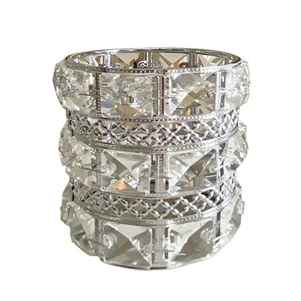Органайзер для косметических принадлежностей Crystal Silver 9х9х12 см, металл + хрустальное стекло, цвет серебряный, Kassatex, США, CRY-OR12-CR - изобр. 7