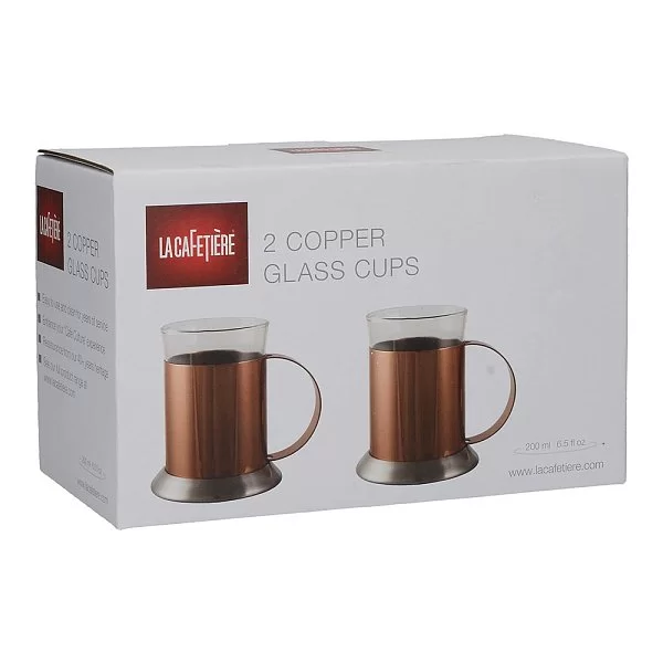Набор 2-х стаканов с подстаканниками La Cafetiere 200 мл, материал сталь + медь, цвет медный, Kitchen Craft, Великобритания, 5187808 - изобр. 9