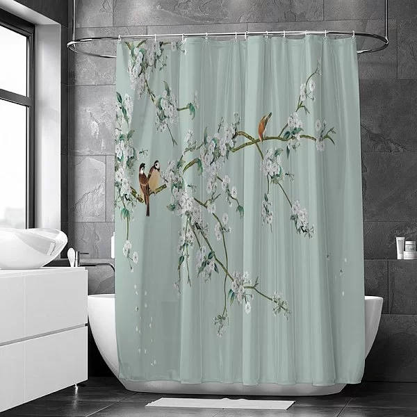 Шторка для ванной комнаты Damascus,180х200 см, цвет голубой, полиэстер, Carnation Home Fashions, США, BPB180BLU - изобр. 8