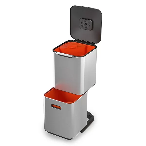 Контейнер для мусора с двумя баками Totem Compact 40 л, 37х76х30 см, нержавеющая сталь, цвет стальной, Joseph Joseph, Великобритания, 30063 - изобр. 7