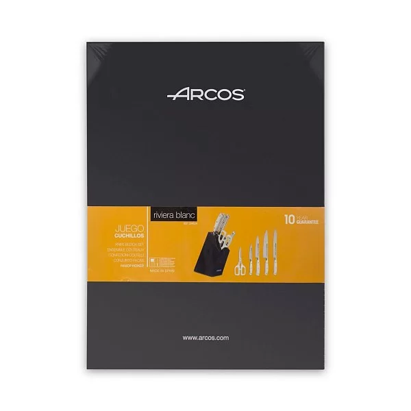 Набор из 4 кухонных ножей +ножницы Riviera Blanca в подставке из бука, нержавеющая сталь Nitrum, Arcos, Испания, 234524 - изобр. 9