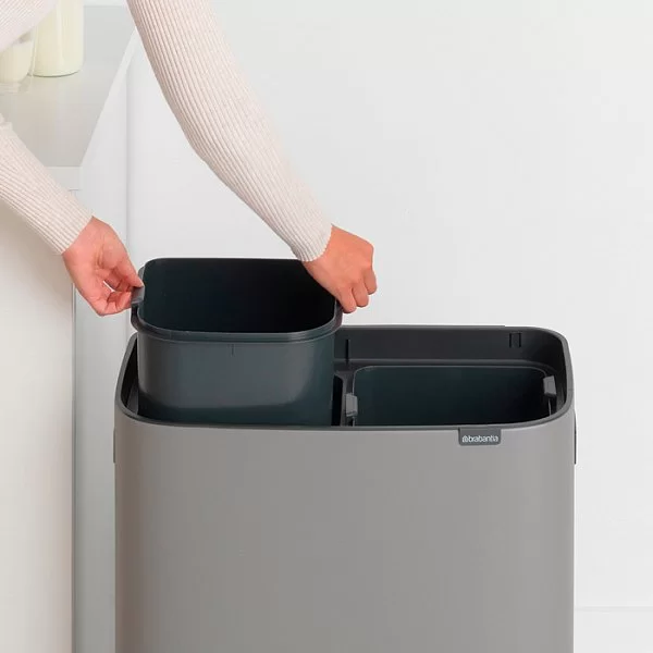 Мусорный бак 2-х секционный Touch Bin Bo объем 30 + 30 л, 54,5x31,2x65,6 см, нержавеющая сталь, цвет минерально-серый, Brabantia, Бельгия, 221460 - изобр. 11