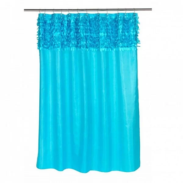 Шторка для ванной Jasmine Cyan Blue 183x178 см, цвет голубой, материал полиэстер, Carnation Home Fashions, США, FSCL-JAS/88 - изобр. 7