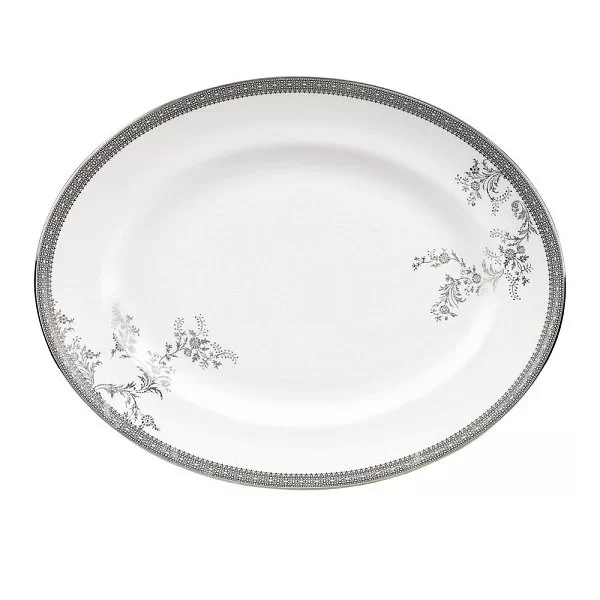 Блюдо овальное Vera Wang Lace Platinum 39 см, материал фарфор, цвет белый, Wedgwood, Великобритания, 50127203002 - изобр. 7