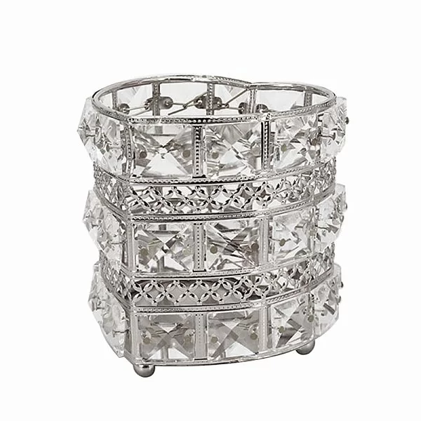 Органайзер для косметических принадлежностей Crystal Heart Silver 11х11х12 см, металл + хрустальное стекло, серебряный, Kassatex, США, CRH-OR-CR - изобр. 7