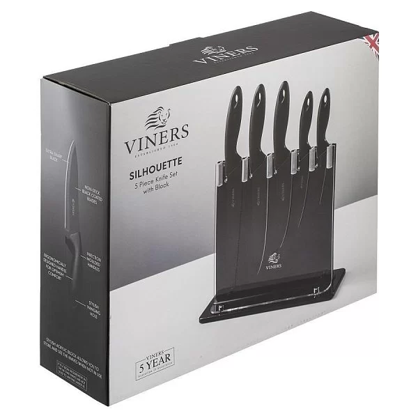Набор из 5-ти кухонных ножей на подставке Silhouette акрил + нержавеющая сталь, Viners, чёрный, Великобритания, v_0305.097 - изобр. 10