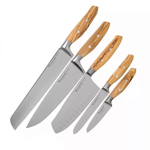 Набор из 5 кухонных ножей в дизайнерской подставке из бука и кожи Amici, Wusthof, Германия, 1091370501 - изобр. 10