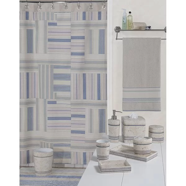 Стакан для зубной пасты Ticking Stripe 9х9х11 см, материал керамика, Creative Bath, США, TIC11BLU - изобр. 8