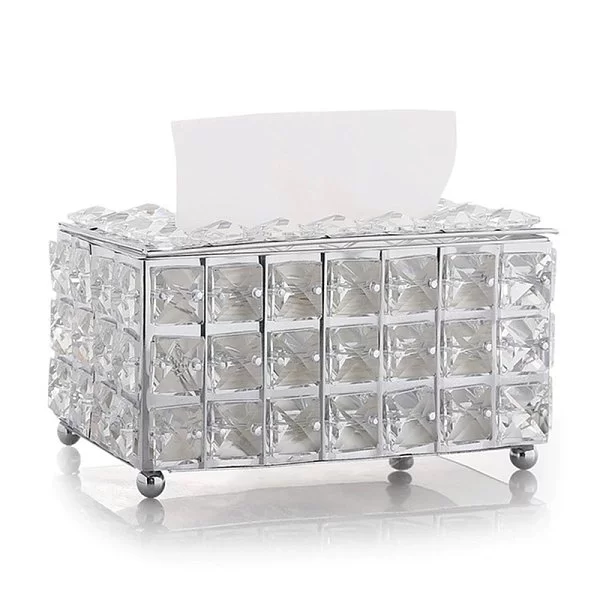 Бокс для салфеток Crystal Silver 19,5х11,5х10 см, металл + хрустальное стекло, цвет серебряный, Kassatex, США, CRL-TH-SLV - изобр. 7