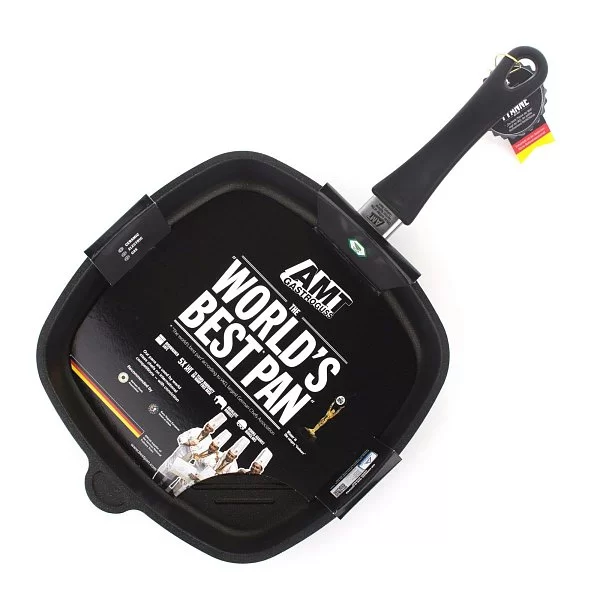 Сковорода-гриль с антипригарным покрытием 28x28см, фиксированная ручка, AMT Gastroguss, AMT E285G FIX - изобр. 9