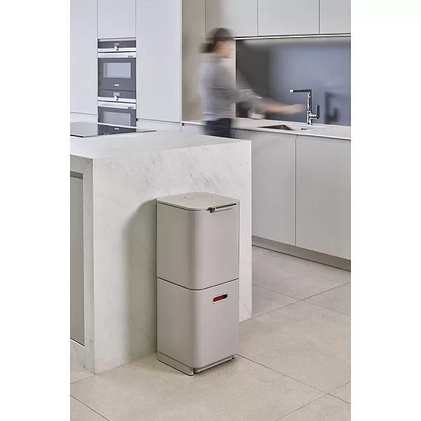 Контейнер для мусора с двумя баками Totem Compact 40 л, 37х76х30 см, низкоуглеродистая сталь, цвет белый, Joseph Joseph, Великобритания, 30064 - изобр. 12