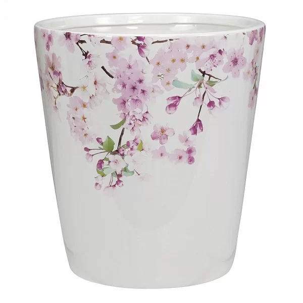 Корзина для мусора Cherry Blossoms 22х22х25 см, материал керамика, цвет белый + розовый, Creative Bath, США, CHE54MULT - изобр. 7