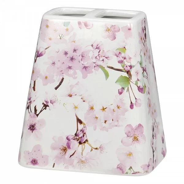 Стакан для зубных щеток Cherry Blossoms 10х7,5х11 см, материал керамика, цвет белый + розовый, Creative Bath, США, CHE60MULT - изобр. 7