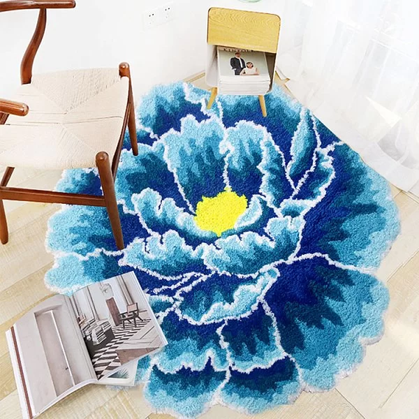 Коврик для ванной комнаты Peony Flower, диаметр 60 см, цвет голубой, полиэстер, Carnation Home Fashions, США, FLW60BLU - изобр. 8