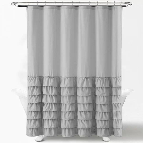 Шторка для ванной комнаты Frill Grey 180х180 см, полиэстер, цвет серый, Carnation Home Fashions, США, RIL180GRY - изобр. 7