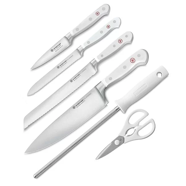 Набор из 4 кухонных ножей в подставке + ножницы и мусат, сталь X50CRMOV15, Wuesthof, Германия, 1090270602 - изобр. 8