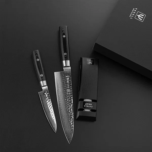 Набор из 2-х кухонных ножей с точилкой ZEN, материал дамасская сталь, Yaxell, Япония, YA35500-003 - изобр. 9