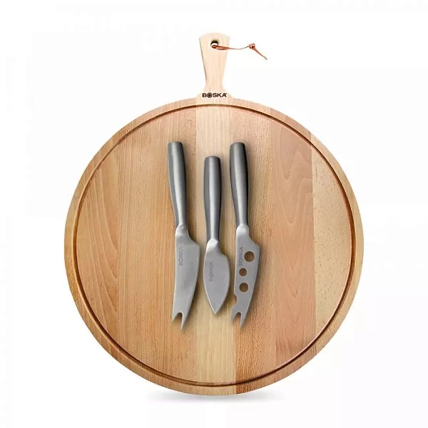 Набор для сыра Amigo, доска круглая из бука с ручкой 24х34 см и 3 мини ножа из стали, Boska, Нидерланды, BSK358204 - изобр. 7