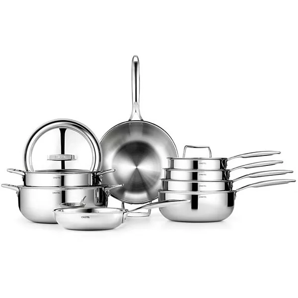 Кастрюля низкая с крышкой Castel'Pro 20 см, объем 2,7 л, нержавеющая сталь 18/10, зеркальная полировка, Cristel, Франция, F20CPF - изобр. 8