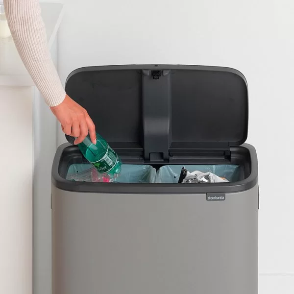 Мусорный бак 2-х секционный Touch Bin Bo объем 30 + 30 л, 54,5x31,2x65,6 см, нержавеющая сталь, цвет минерально-серый, Brabantia, Бельгия, 221460 - изобр. 13