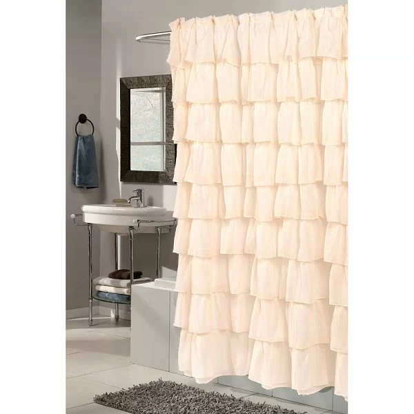 Шторка для ванной Carmen Bone 183x178 см, цвет слоновая кость, материал полиэстер, Carnation Home Fashions, США, SCVOIL/CAR/08 - изобр. 8