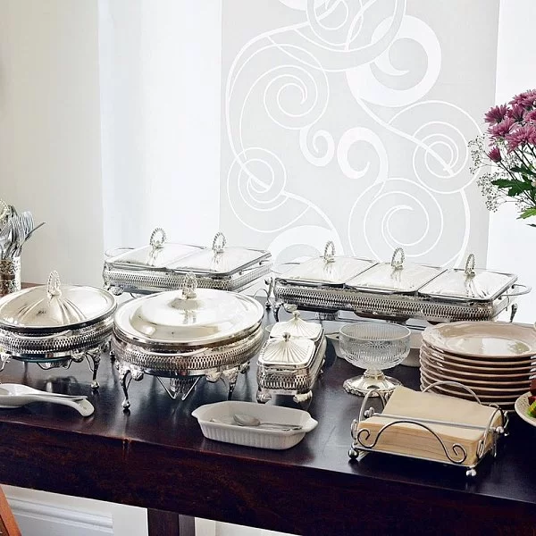 Мармит для 2-х блюд с крышками 41х28х19 см, нержавеющая сталь с посеребрением + стекло, Queen Anne, Великобритания, QA-0/6280 - изобр. 10