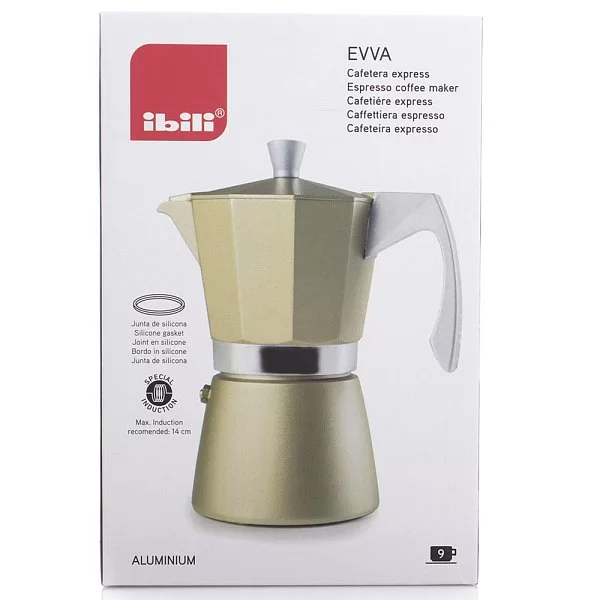 Кофеварка гейзерная индукционная на 12 чашек Evva Red материал алюминий, цвет золотой, Ibili, Испания, 623912 - изобр. 14
