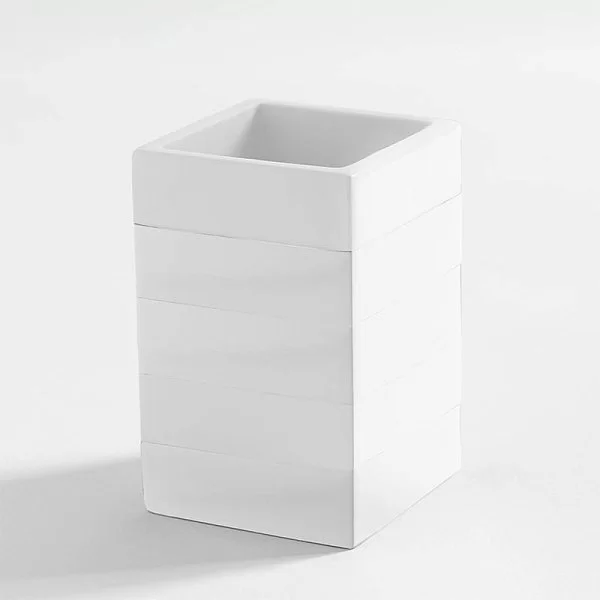 Стакан для зубной пасты Cabana White 7х7х11 см, полистоун, цвет белый, Kassatex, США, ACL-T-W - изобр. 8