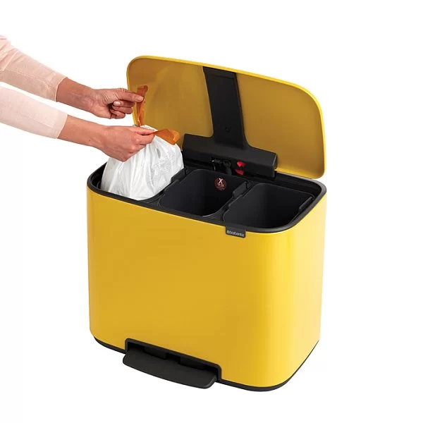 Мусорный бак 3 секции Pedal Bin Bo, 3x11л, желтая маргаритка, Brabantia, 121043 - изобр. 14