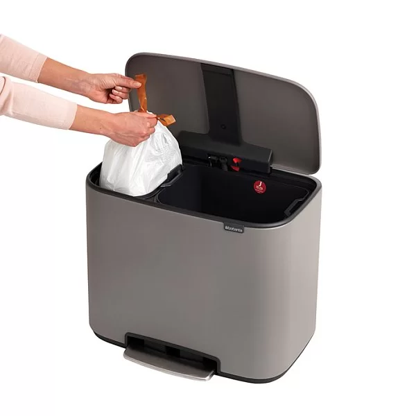 Мусорный бак 2 секции Pedal Bin Bo, серый, 11+23л, Brabantia, 121562 - изобр. 16
