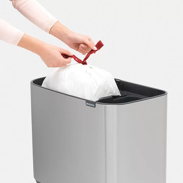 Мусорный бак 2 секции 11+23л, стальной матовый, Brabantia, 316227 - изобр. 14