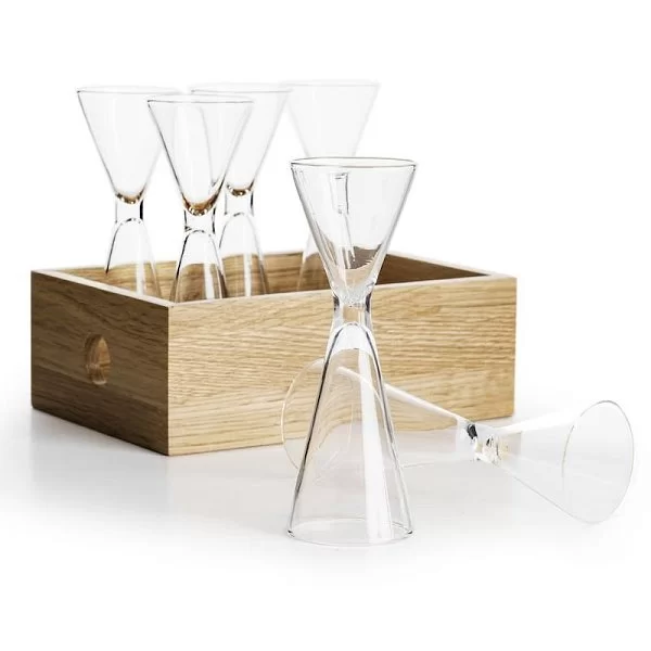 Набор из 6 рюмок для шнапса Nature, 20-40 мл, стекло + дерево, SagаForm, Швеция, 5017704 - изобр. 9