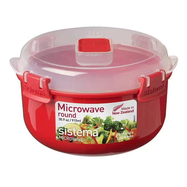 Контейнер пищевой круглый MICROWAVE 16х16х9,5 см, материал пластик, цвет красный, Sistema, Новая Зеландия, SI1113 - изобр. 7