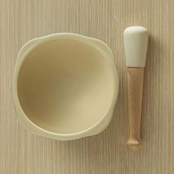 Ступка с пестиком, материал керамика, диаметр 14см, цвет кремовый, Emile Henry, Франция, 020255 - изобр. 8