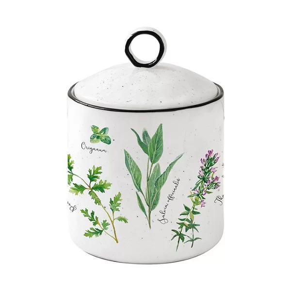 Фарфоровая банка для сыпучих продуктов Herbarium 10,5x15,5 см, цвет белый, Easy Life, Италия, EL-R2212_HERU - изобр. 7