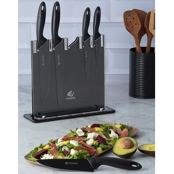Набор из 5-ти кухонных ножей на подставке Silhouette акрил + нержавеющая сталь, Viners, чёрный, Великобритания, v_0305.097 - изобр. 9