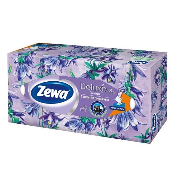 Салфетки бумажные Zewa Deluxe Дизайн косметические 3 слоя, упаковка 90шт, Россия, TPN305258 - изобр. 7