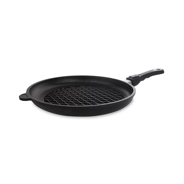Сковорода-гриль 32 см с антипригарным покрытием съемная ручка, AMT Gastroguss, AMT432BBQ-R - изобр. 7