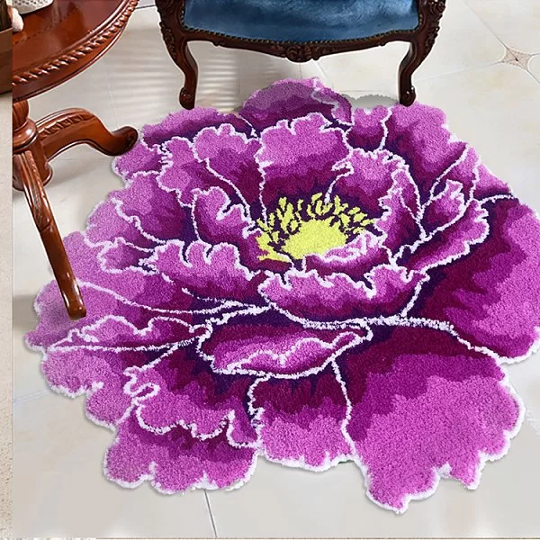 Коврик для ванной комнаты Peony Flower, диаметр 73 см, цвет фиолетовый, полиэстер, Carnation Home Fashions, США, FLW73VI - изобр. 8