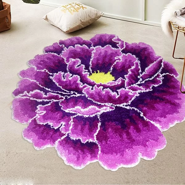 Коврик для ванной комнаты Peony Flower, диаметр 60 см, цвет фиолетовый, полиэстер, Carnation Home Fashions, США, FLW60VI - изобр. 8